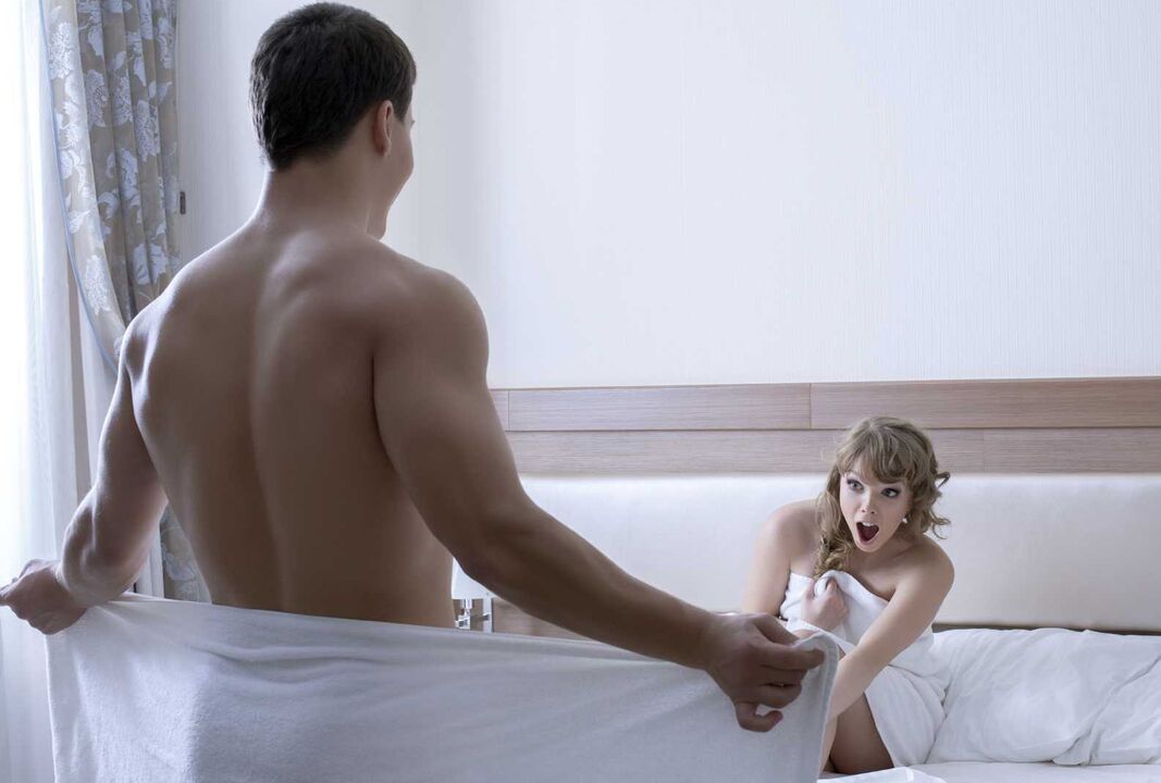 The girl was surprised by the size of the young man's penis